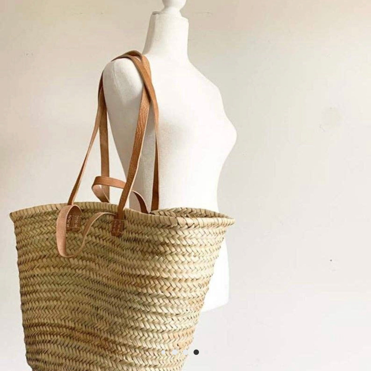 Handmade French Market Basket - Leather Handles