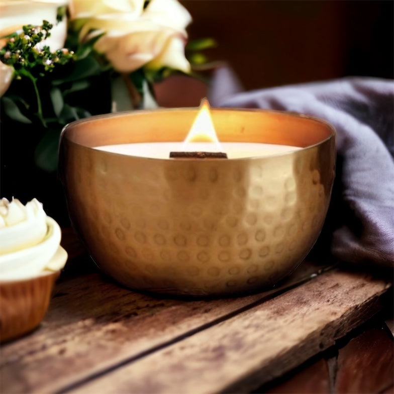 Autumn Brass Bowl Collection - 14oz /Soy/ Woodwick/Non-Toxic
