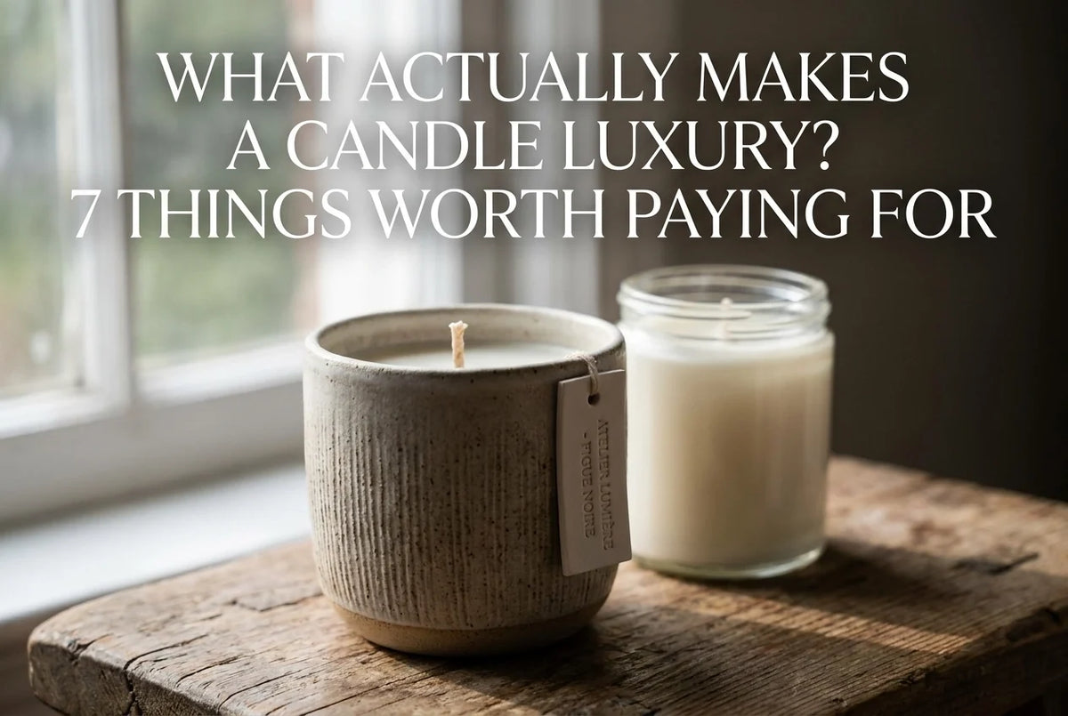 Professional header image for list-based article: What Actually Makes a Candle Luxury? 7 Things Worth Payin...