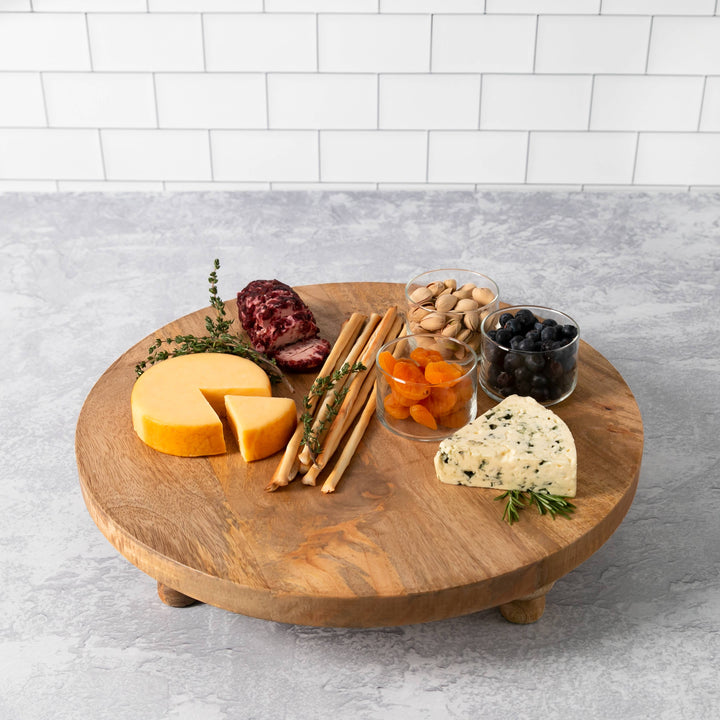 Farmhouse Footed Charcuterie Serving Board Stand Natural