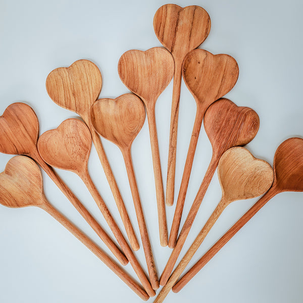 Straight Wooden Heart Spoon - 12"
