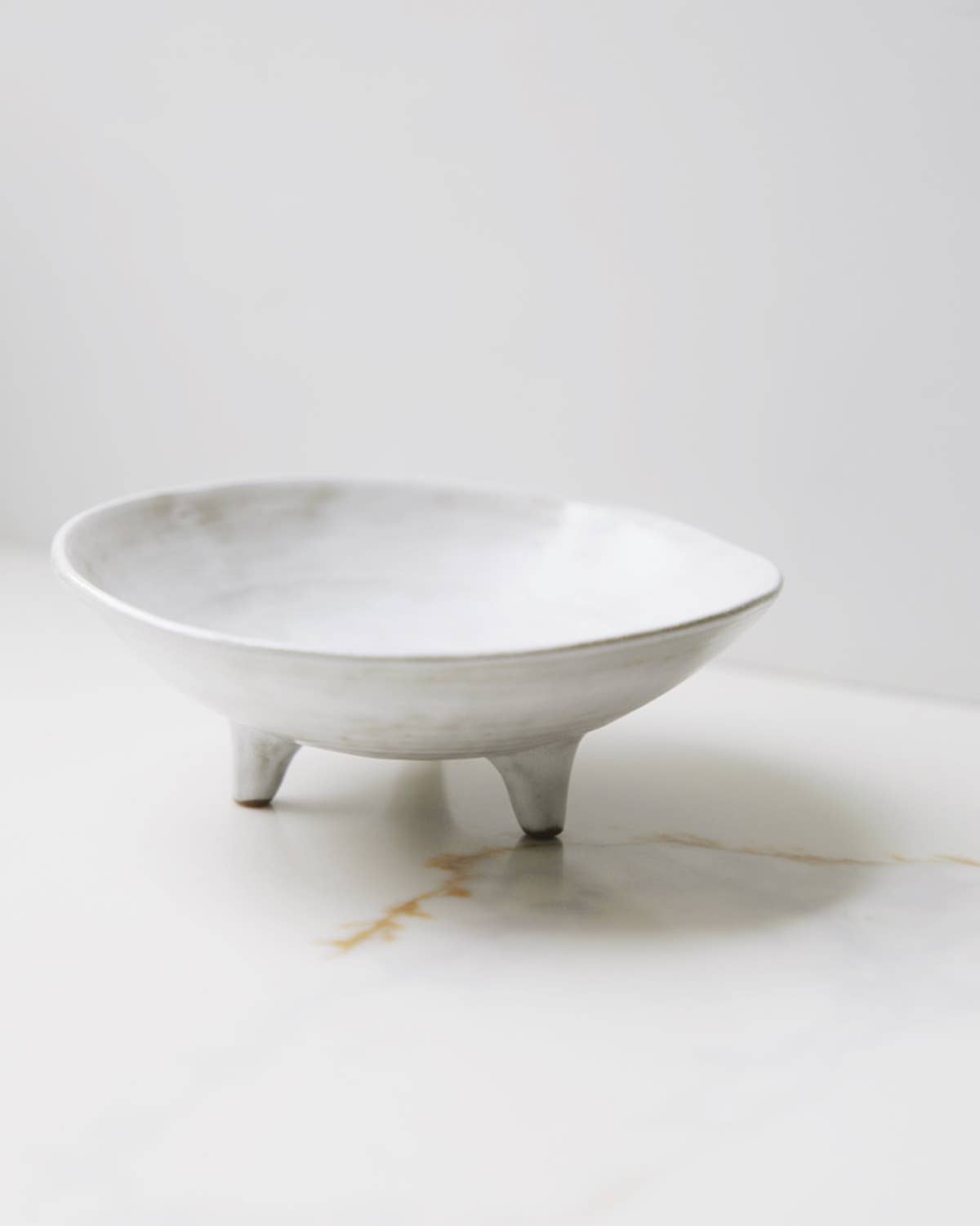 Footed Ceramic Bowl: White-S