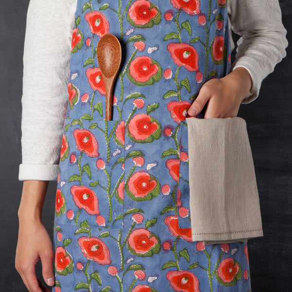 Poppy Block Print Apron