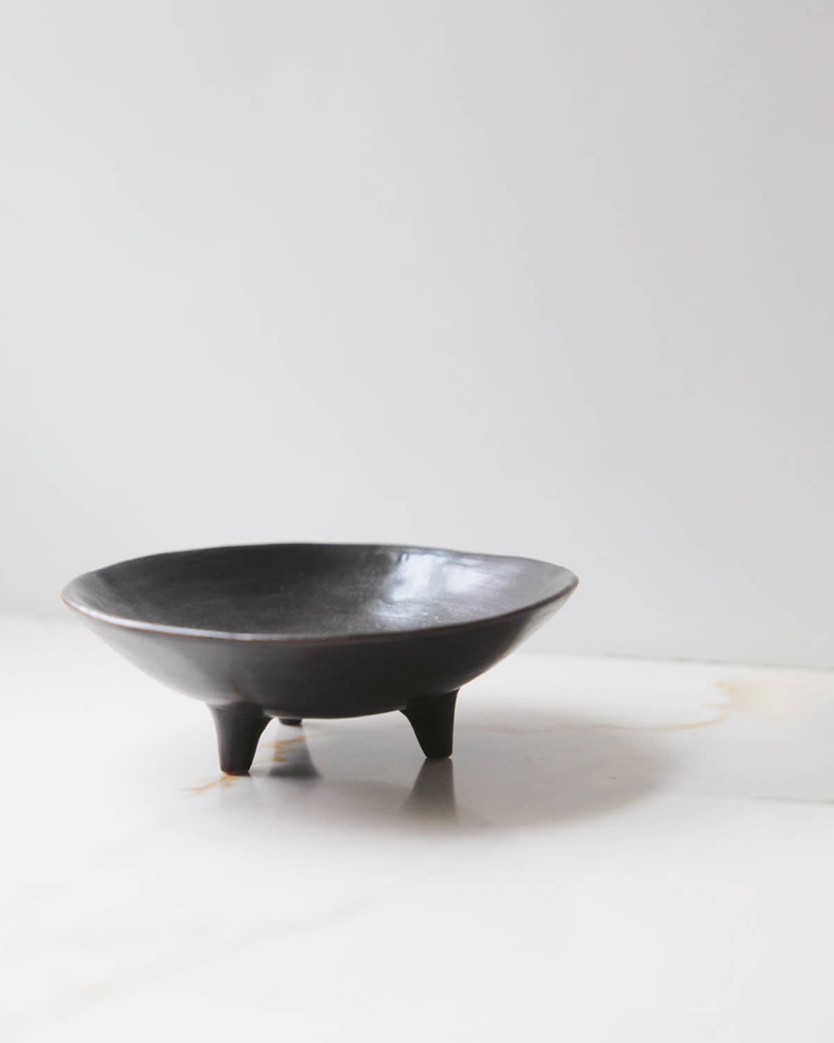 Footed Ceramic Bowl: White-S