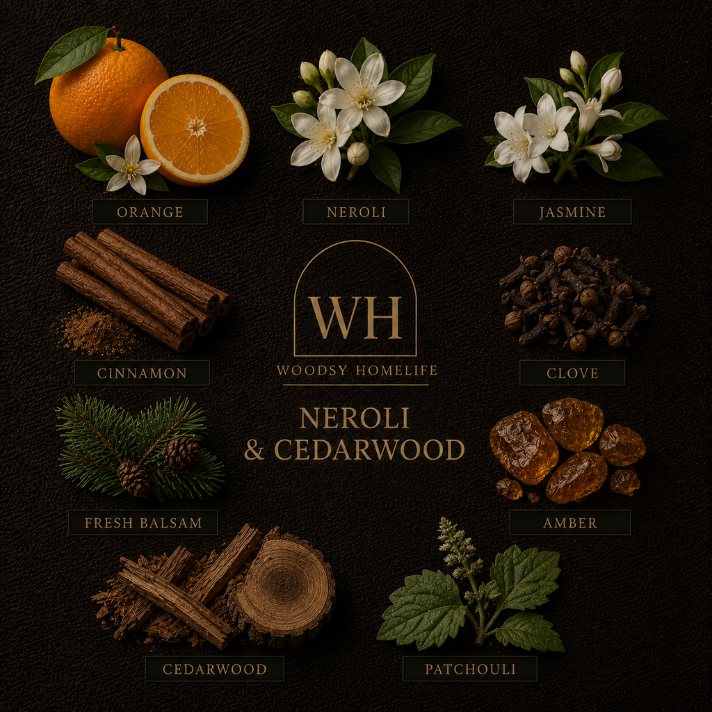 Neroli & Cedarwood |Black Lid & Boutique Box 12oz Candle