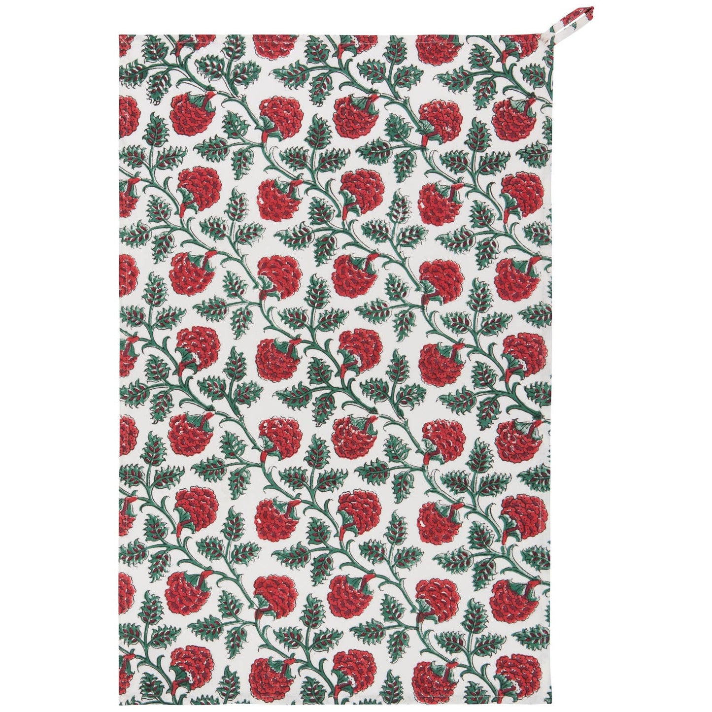 Carnation Block Print Dishtowel