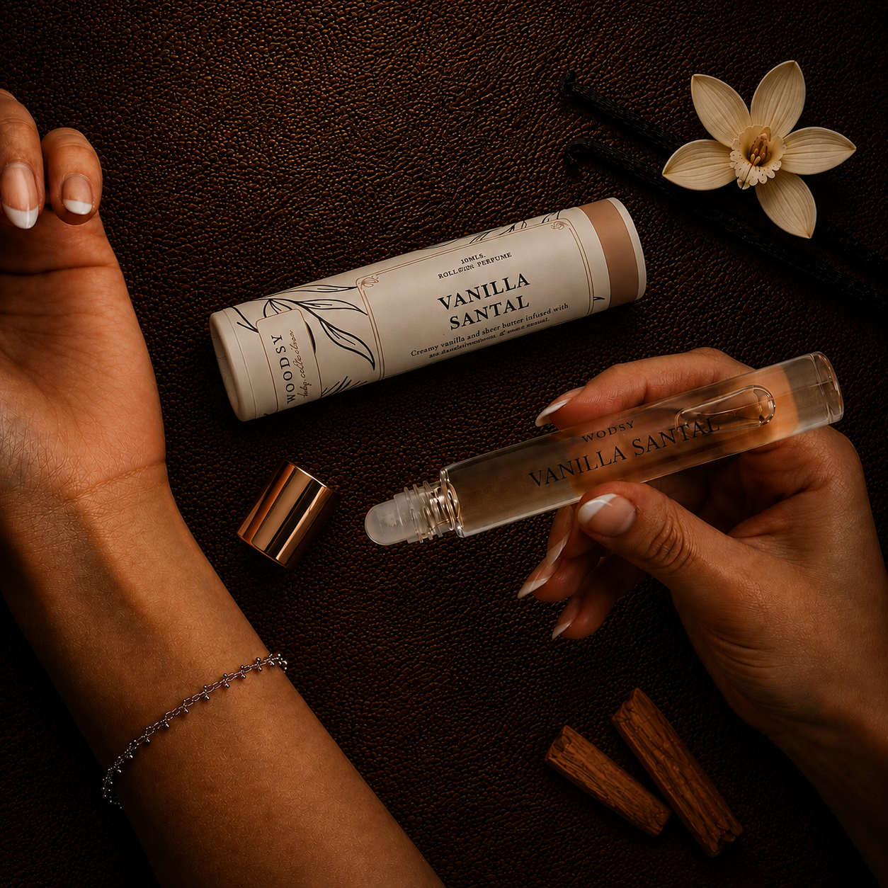 Vanilla Santal Roll-On Perfume – Non-Toxic, Travel Size