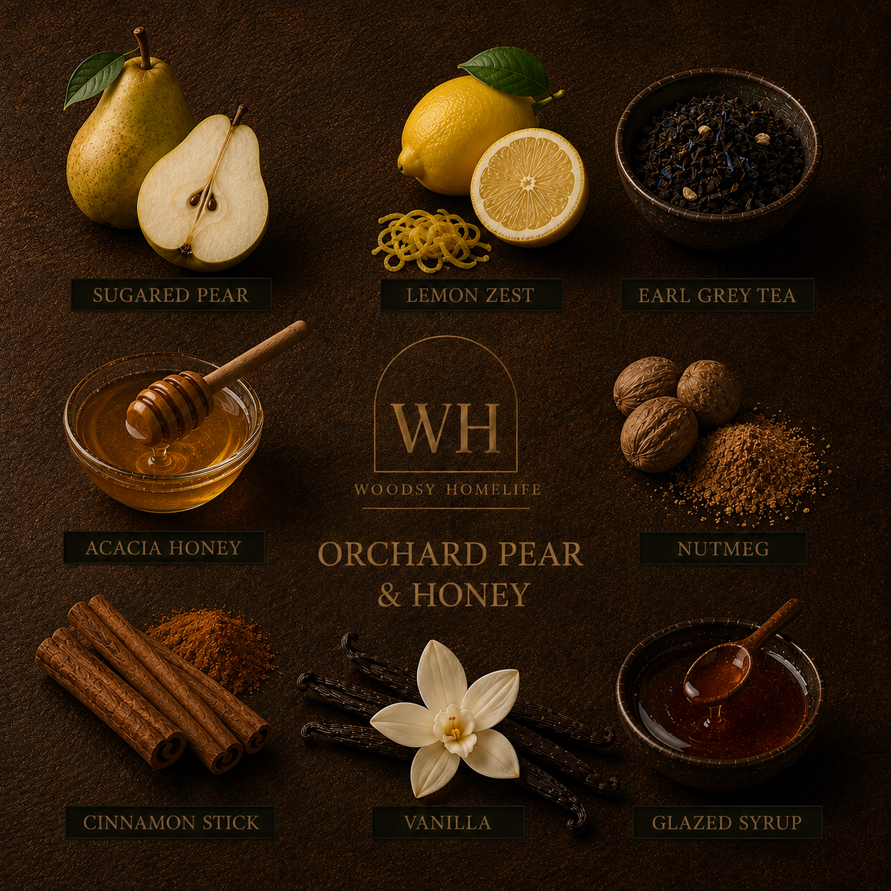 Orchard Pear & Honey  l  Solid Brass 14oz Soy Candle