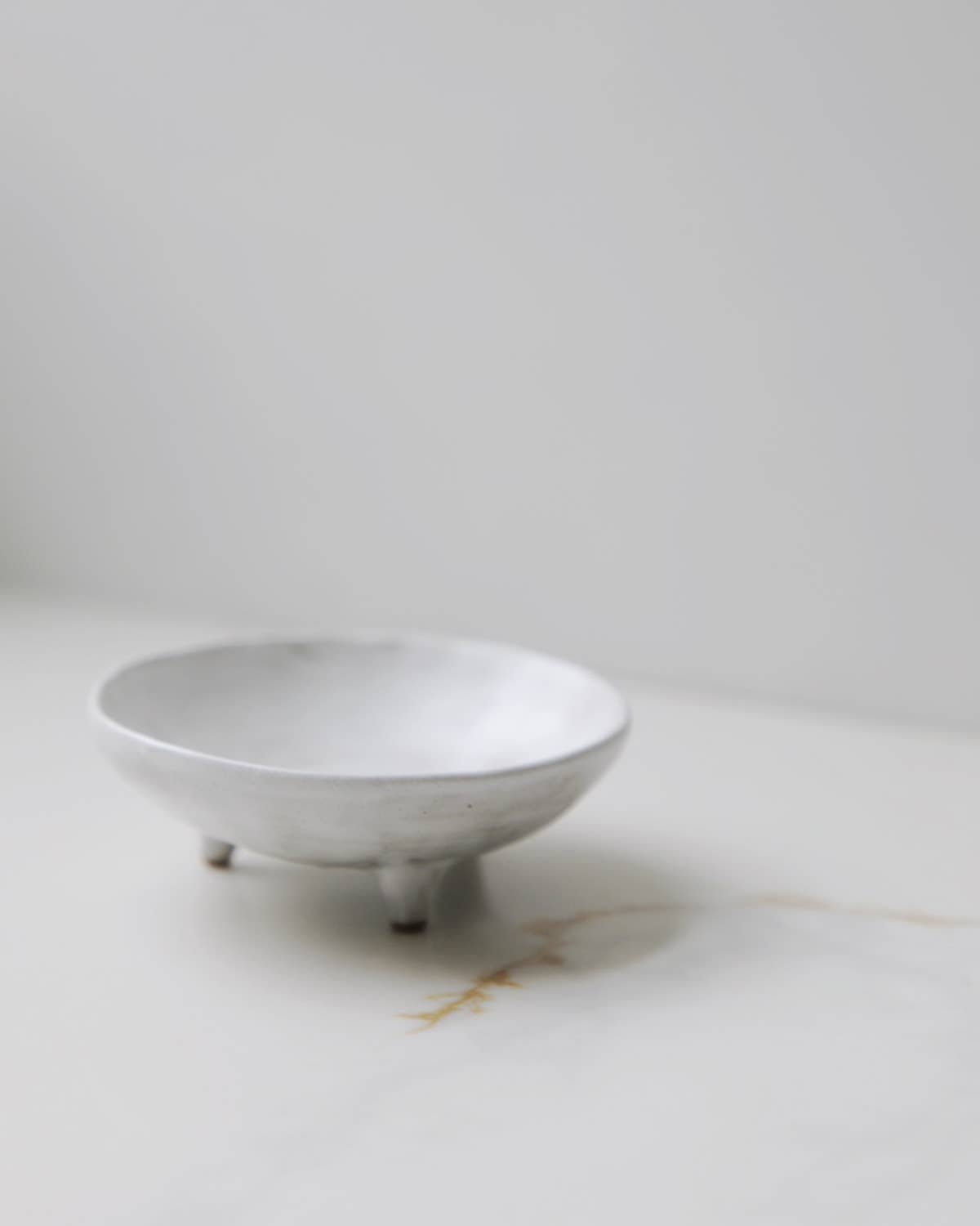 Footed Ceramic Bowl: White-S