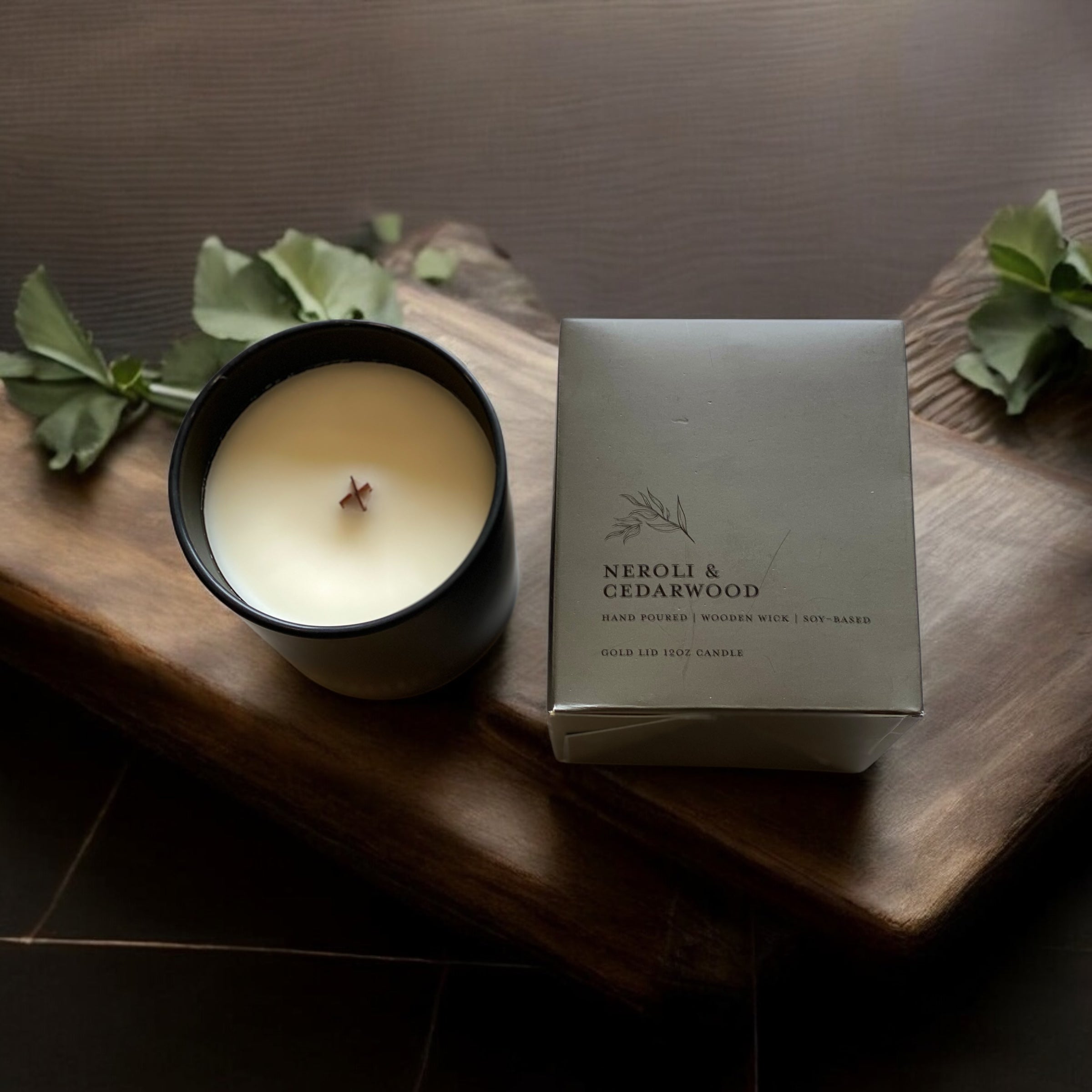 Neroli & Cedarwood - 12oz | Black Lid Boxed Candle