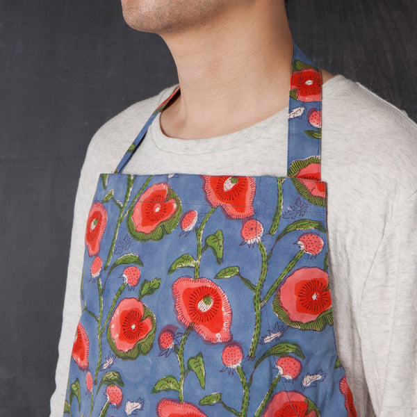 Poppy Block Print Apron