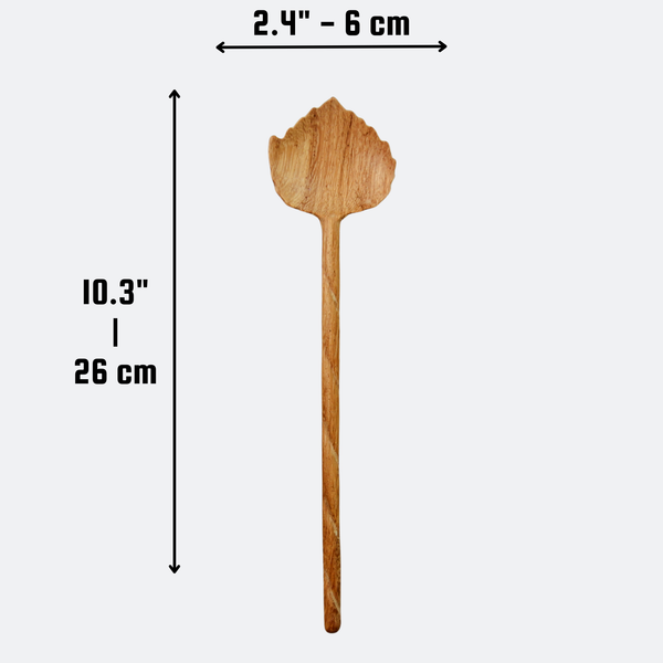 Hand Carved Leaf Shaped Wooden Salad Servers 10"