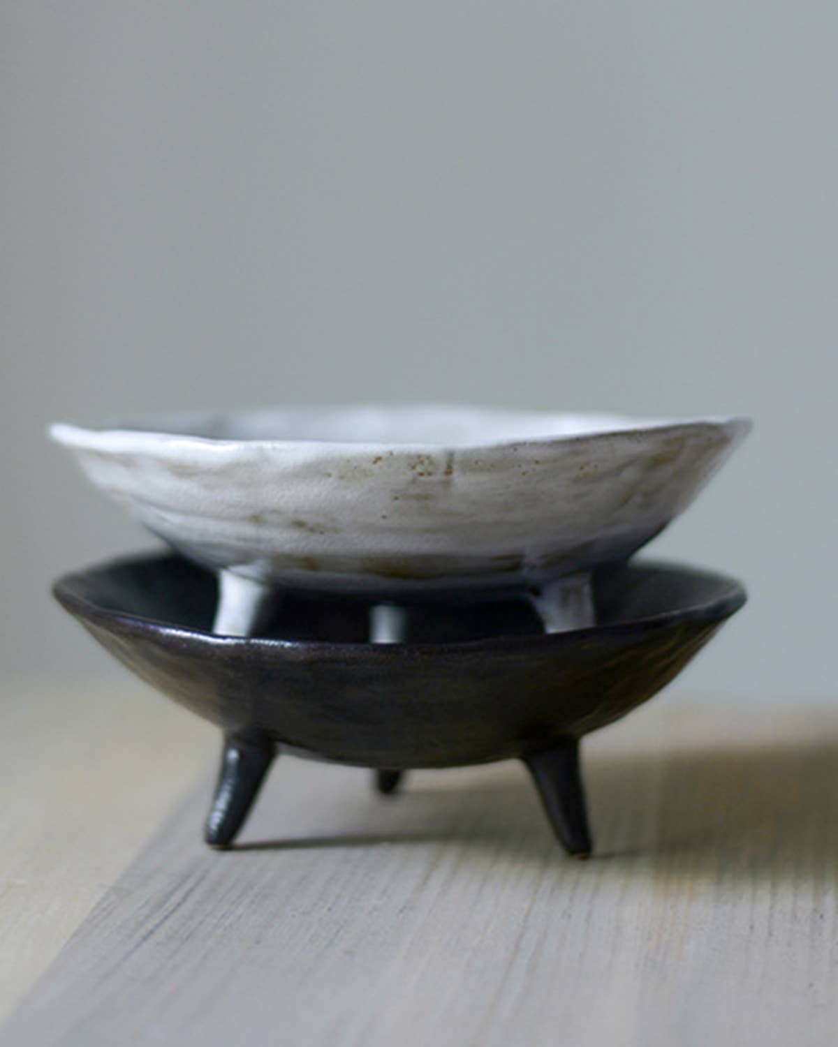 Footed Ceramic Bowl: White-S