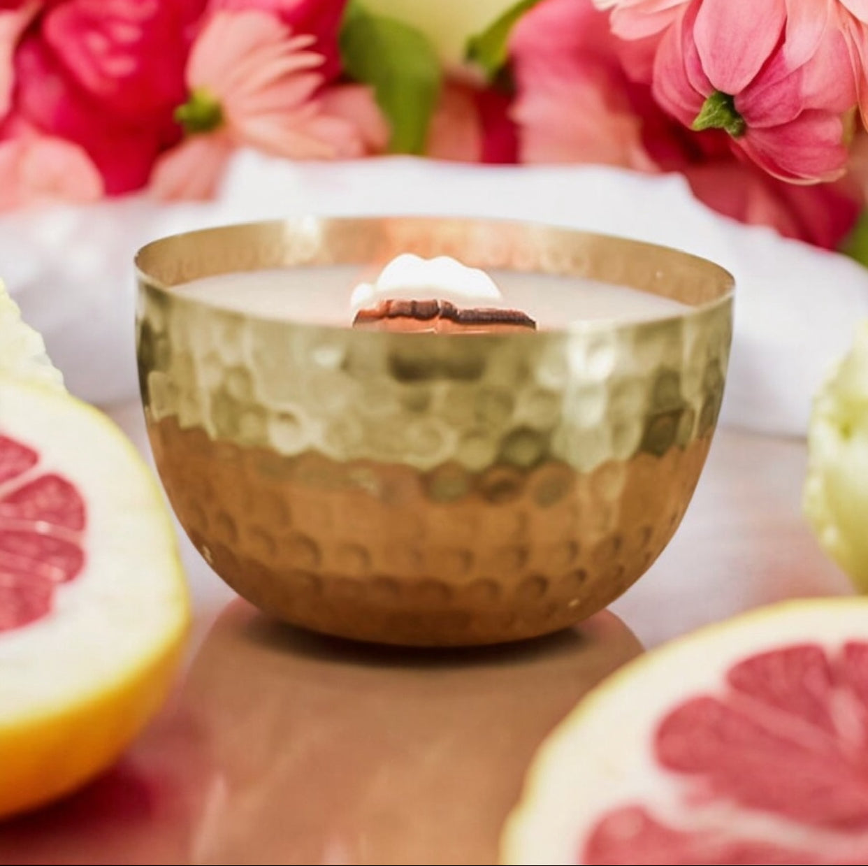 Gardenia & Grapefruit  l  Solid Brass 14oz Soy Candle
