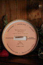Champagne & Pink Raspberries  l  Solid Brass 14oz Soy Candle