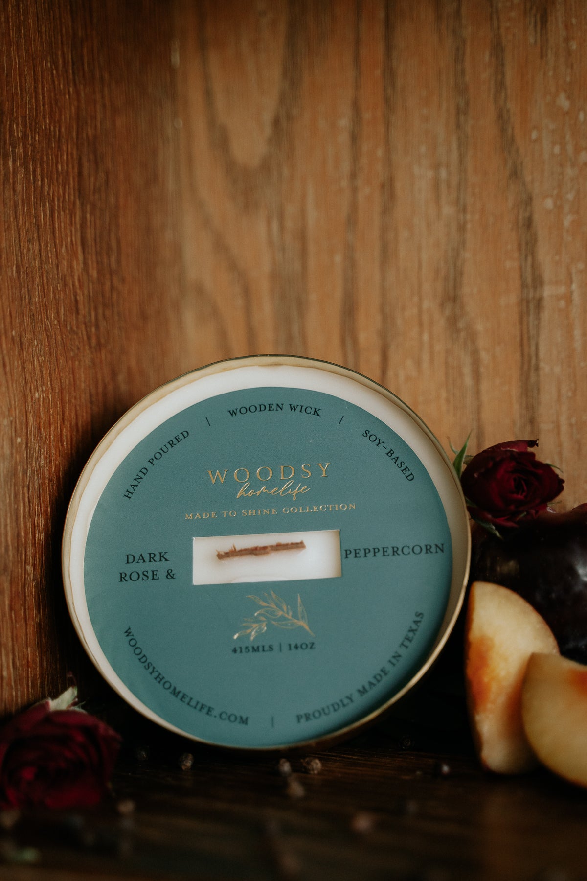 Dark Rose & Peppercorn  l  Solid Brass 14oz Soy Candle