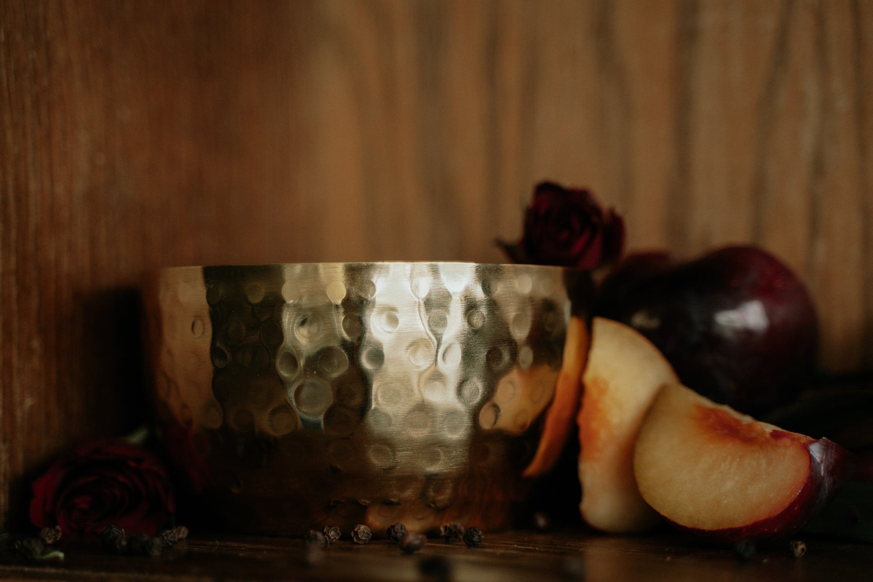 Dark Rose & Peppercorn  l  Solid Brass 14oz Soy Candle