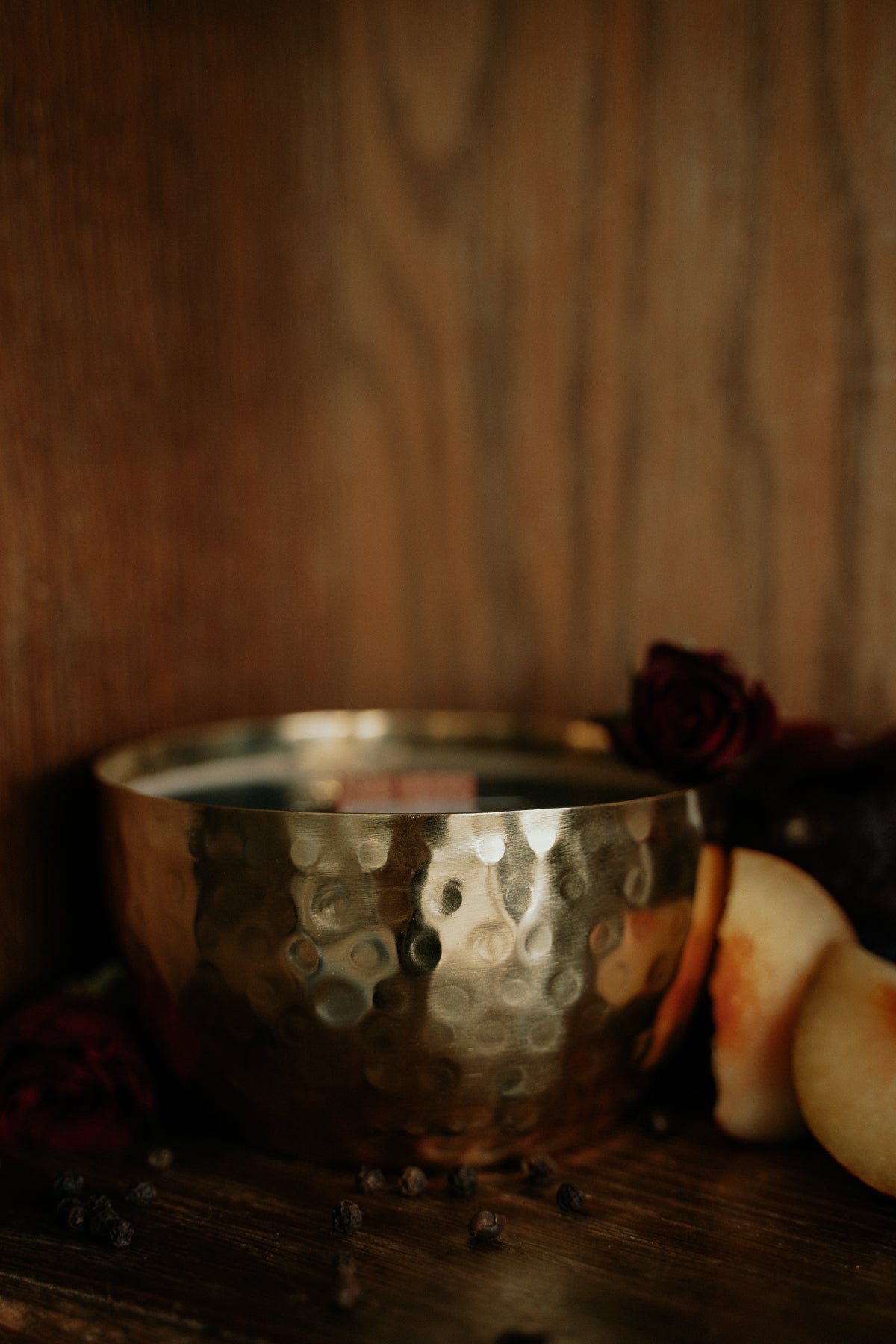 Dark Rose & Peppercorn  l  Solid Brass 14oz Soy Candle