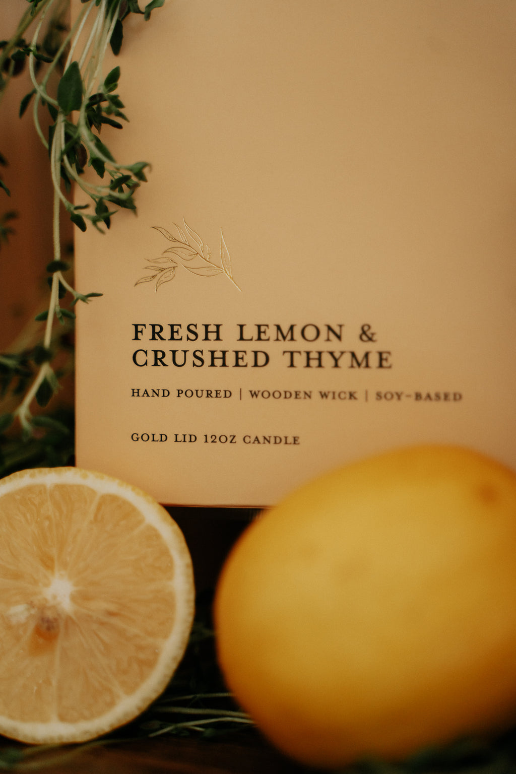 Fresh Lemon & Crushed Thyme/ Gold Lid/12 oz/WoodWick