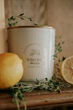 Fresh Lemon & Crushed Thyme/ Gold Lid/12 oz/WoodWick