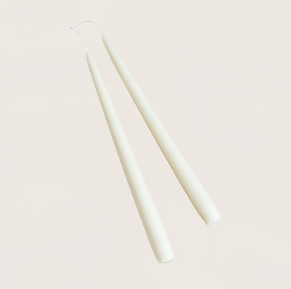 16” Ivory Hand-Dipped Beeswax Taper Candlesticks