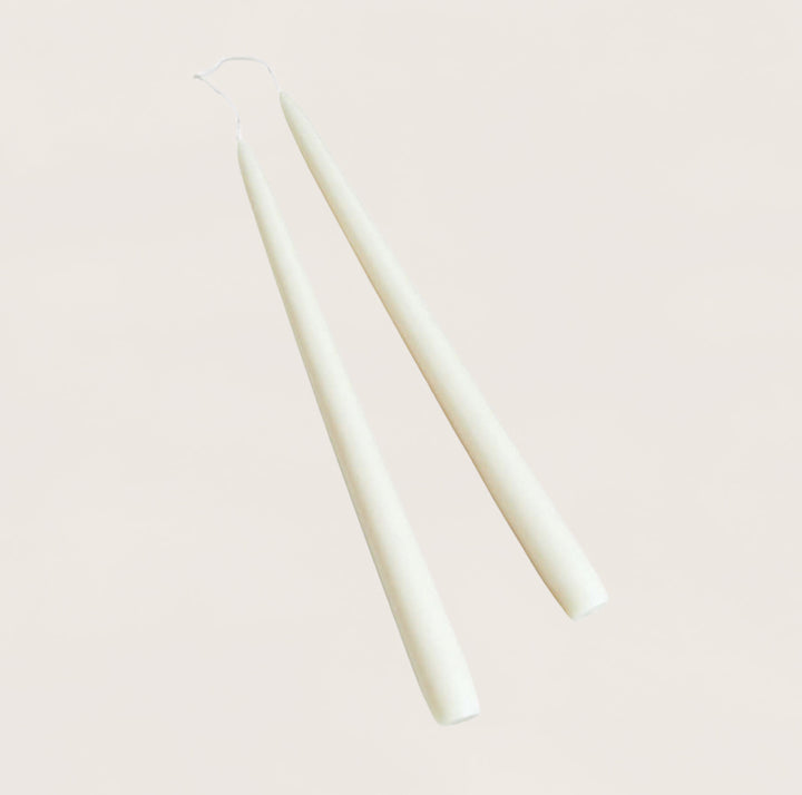 16” Ivory Hand-Dipped Beeswax Taper Candlesticks