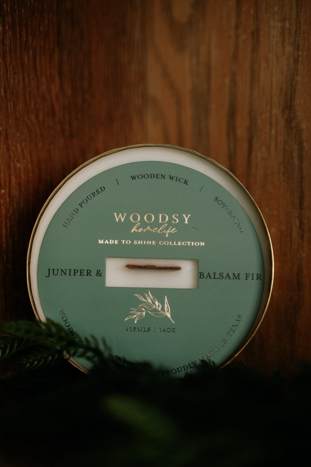 Juniper & Balsam Fir  l  Solid Brass 14oz Soy Candle