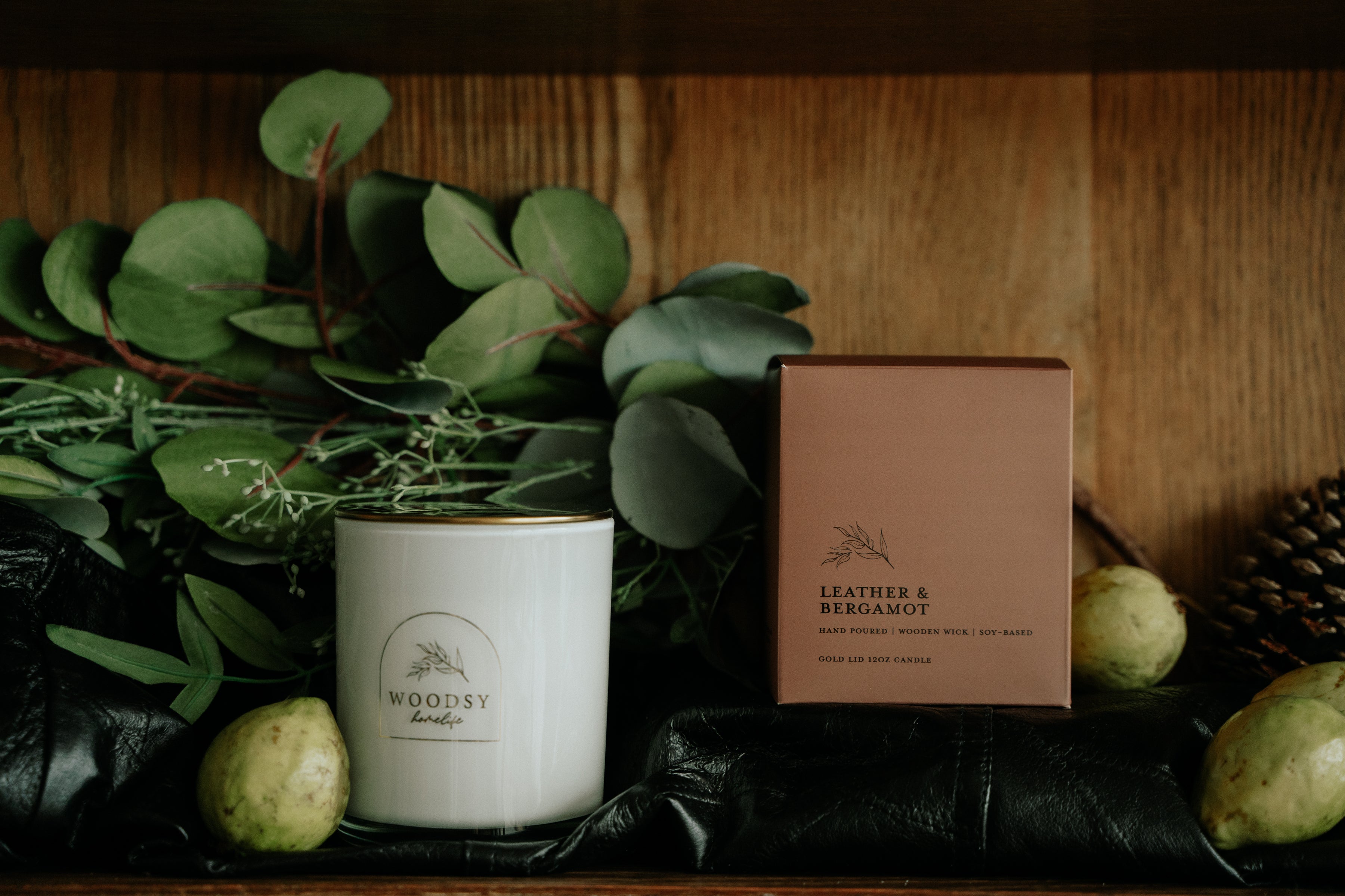 Leather & Bergamot   l Black Lid Boxed Candle