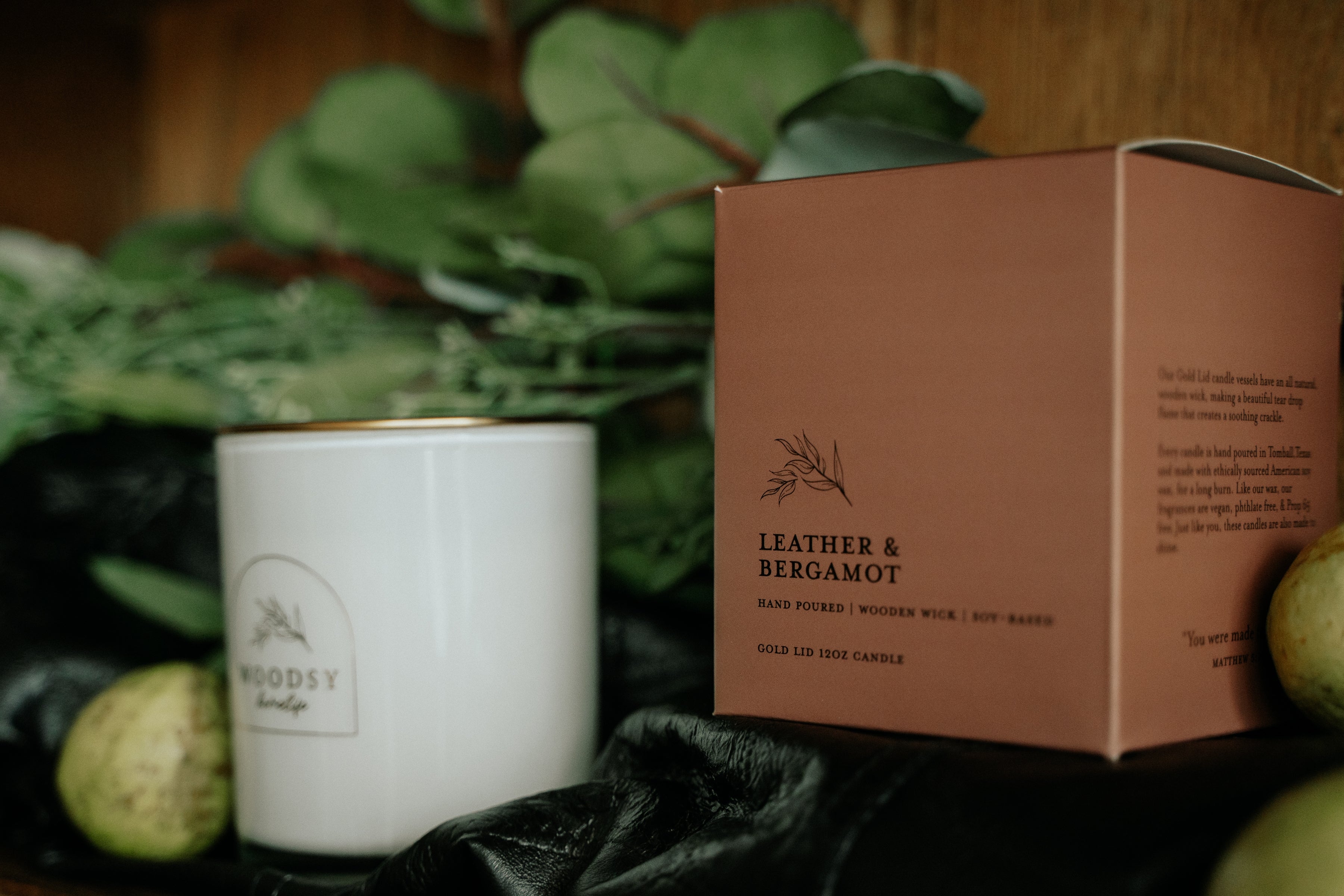 Leather & Bergamot   l Black Lid Boxed Candle