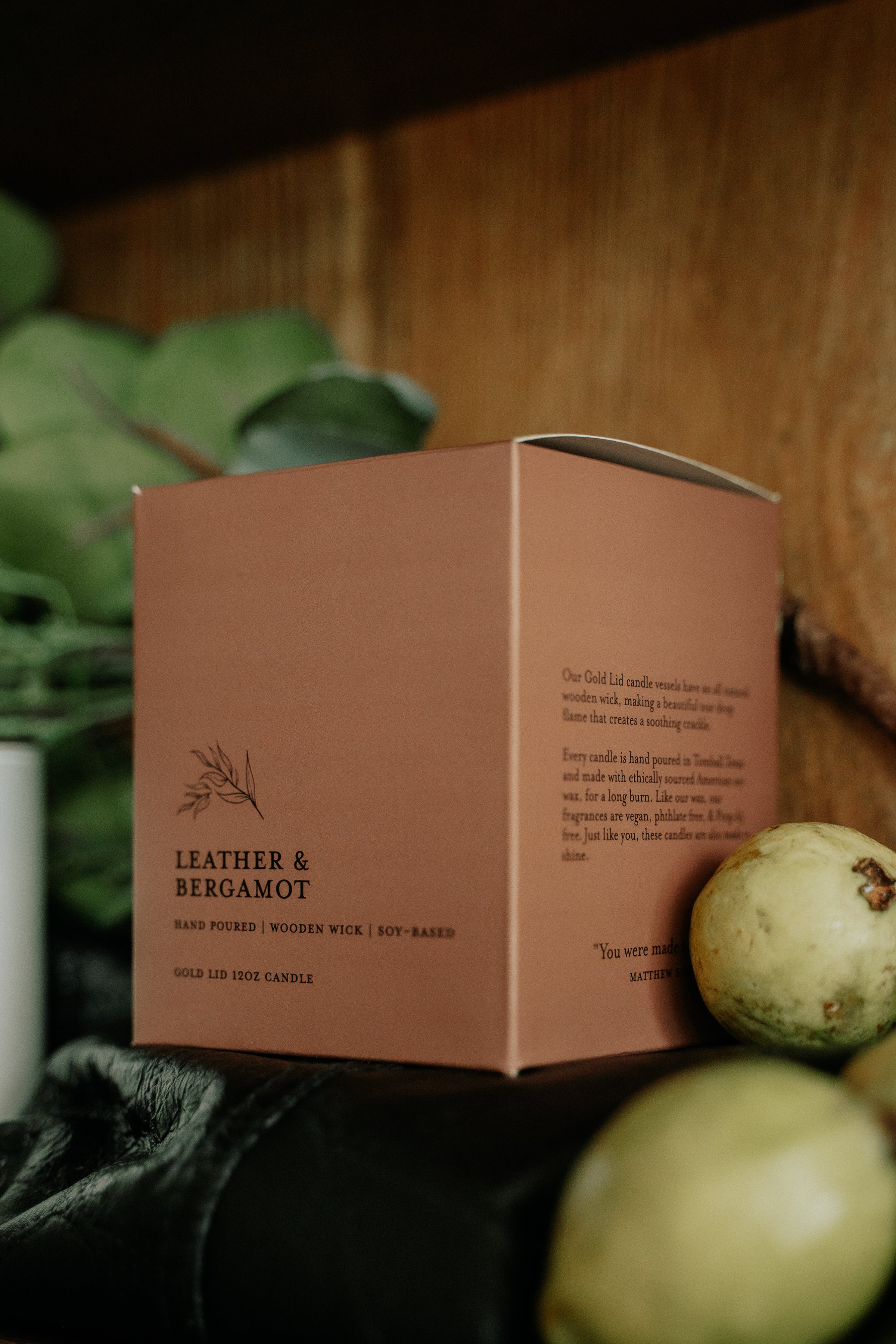 Leather & Bergamot   l Black Lid Boxed Candle