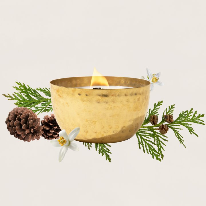 Neroli & Cedarwood /Brass Brilliance Bowl/ 14oz/Wooden Wick/ Pure Soy Candle