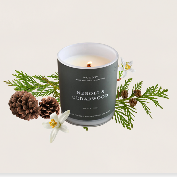 Neroli & Cedarwood /Gold Lid/ 12oz/Wooden Wick/ Pure Soy Candle