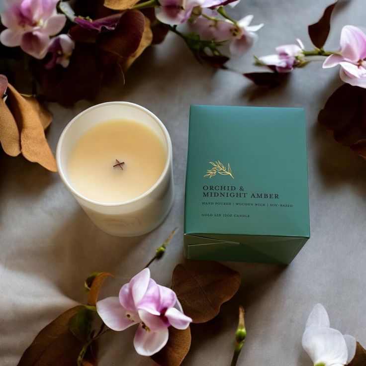 Orchid & Midnight Amber l Gold Lid Candle & Boutique Box