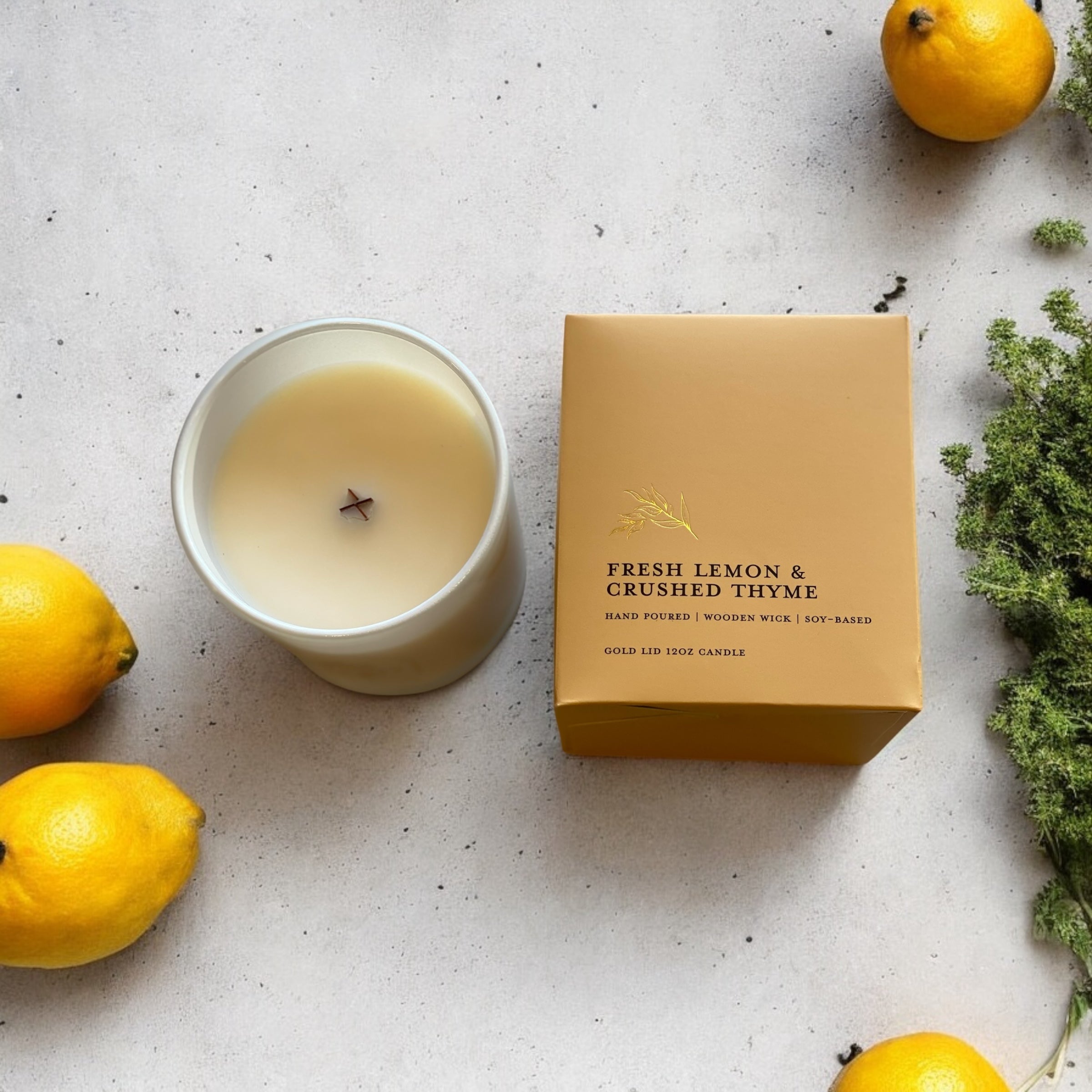 Fresh Lemon & Crushed Thyme/ Gold Lid/12 oz/WoodWick