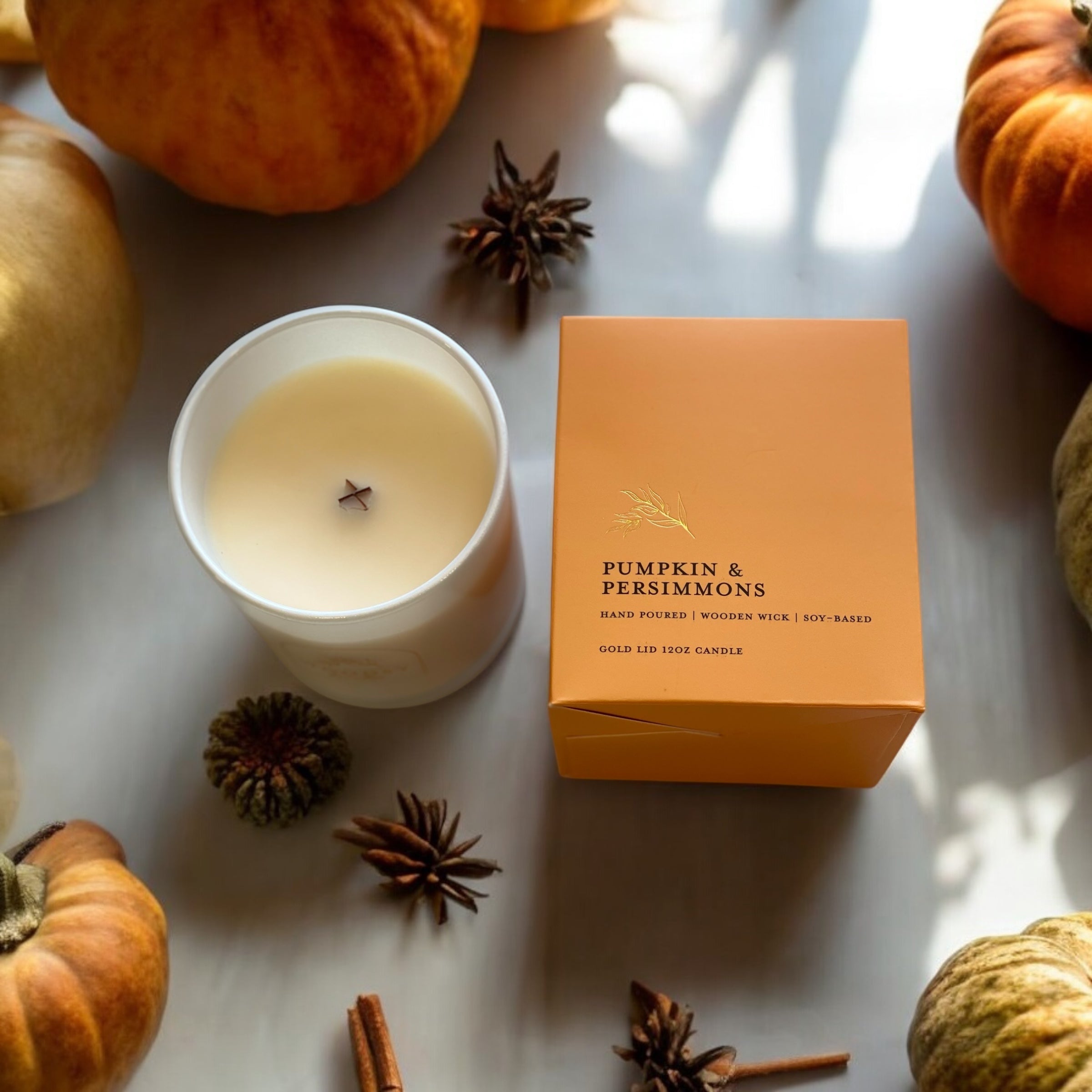Pumpkin & Persimmons l Gold Lid Candle & Boutique Box