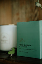 Plum Blossom & Cypress | Gold Lid & Boutique Box 12oz Candle