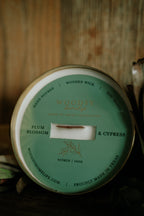 Plum Blossom & Cypress  l  Solid Brass 14oz Soy Candle