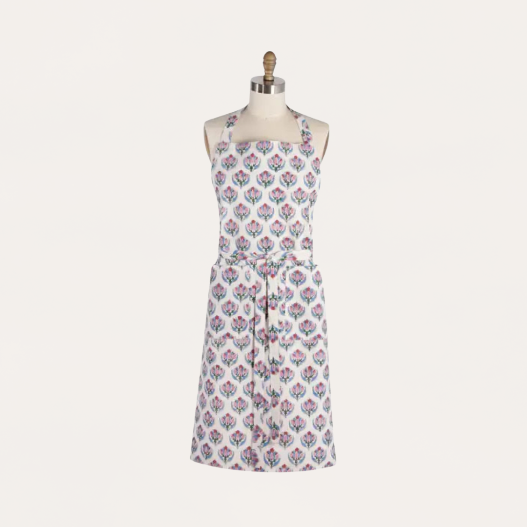 Bouquet Block Print Apron