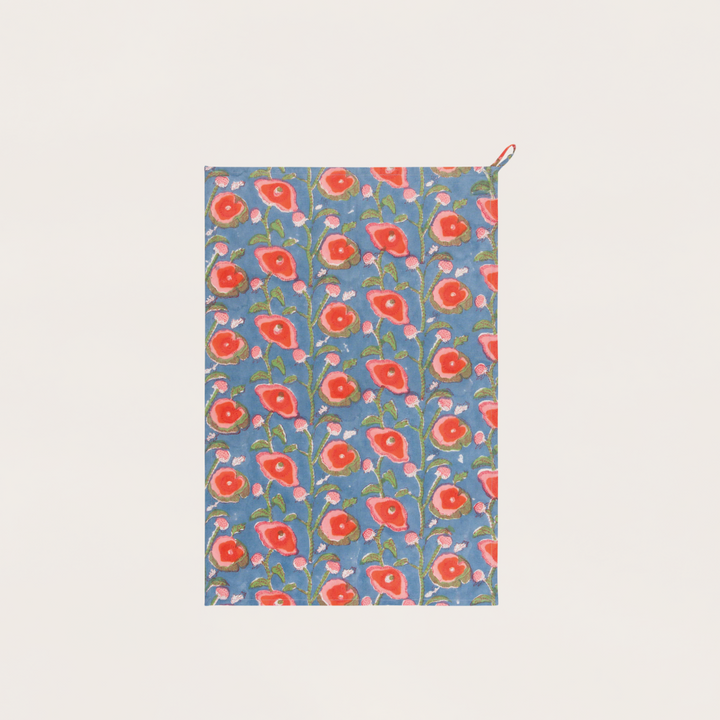 Poppy Block Print Dishtowel