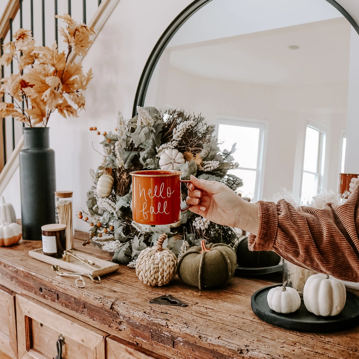 Hello Fall Burnt Orange Coffee Mug – Woodsy Home Life