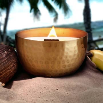 Toasted Coconut & Banana Nectar  l  Solid Brass 14oz Soy Candle