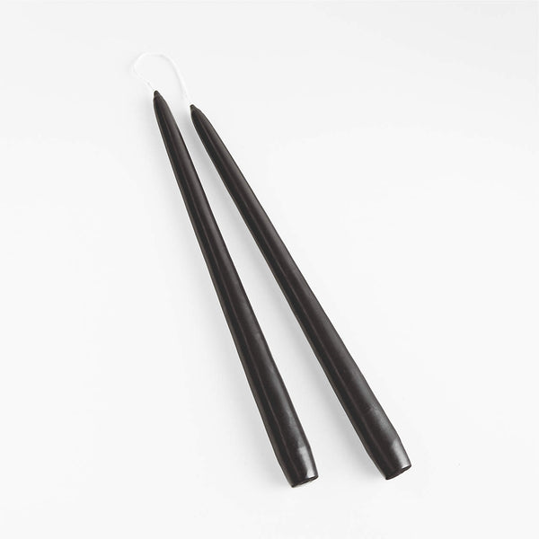 16" Black Hand-Dipped Pure Beeswax Taper Candlesticks