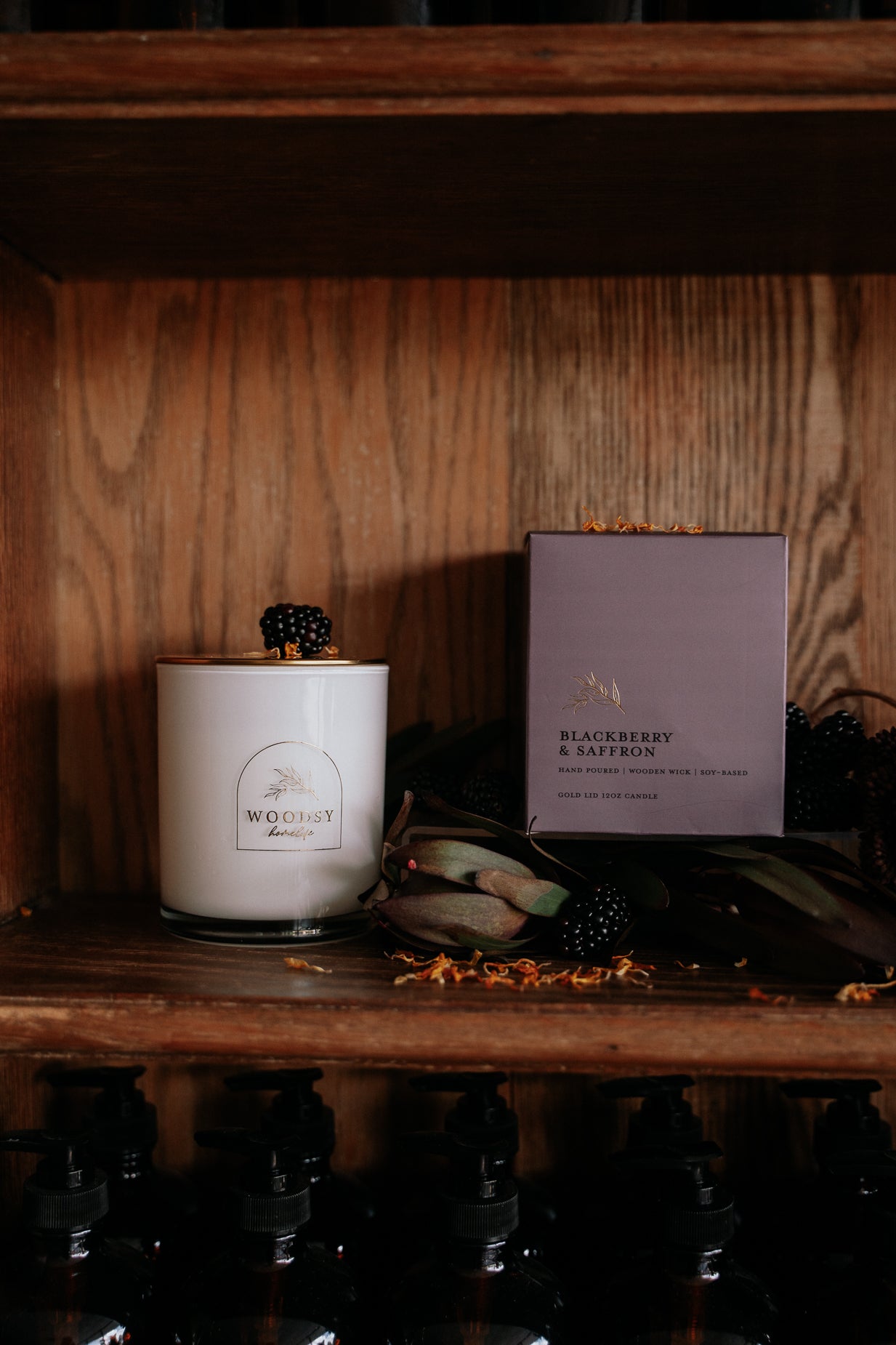 Blackberry & Saffron l Gold Lid Candle & Boutique Box