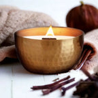 Cashmere Vanilla & Warm Amber  l  Solid Brass 14oz Soy Candle