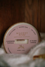 Cashmere Vanilla & Warm Amber  l  Solid Brass 14oz Soy Candle