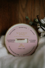 Cashmere Vanilla & Warm Amber  l  Solid Brass 14oz Soy Candle