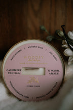 Cashmere Vanilla & Warm Amber  l  Solid Brass 14oz Soy Candle