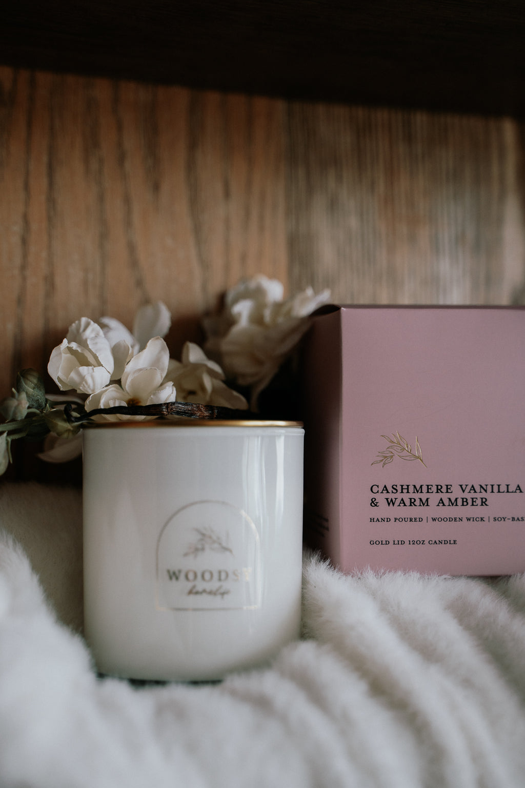 Cashmere Vanilla & Warm Amber | Gold Lid & Boutique Box 12oz Candle