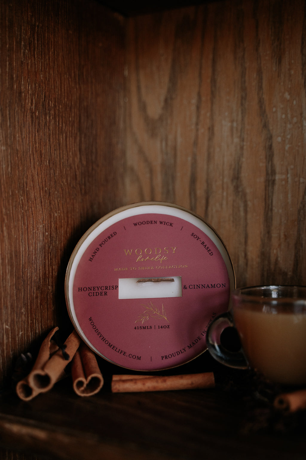 Honeycrisp Cider & Cinnamon  l  Solid Brass 14oz Soy Candle