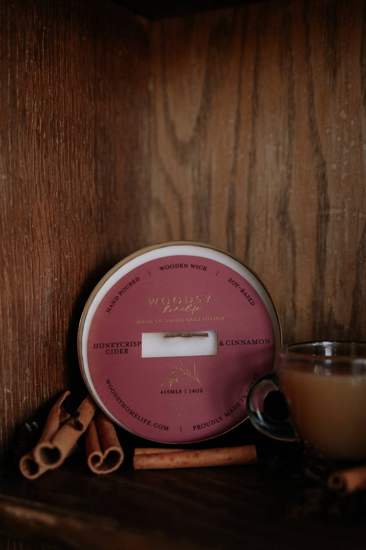 Honeycrisp Cider & Cinnamon  l  Solid Brass 14oz Soy Candle